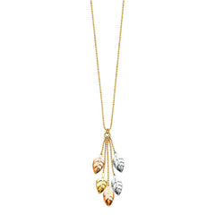 14K Tricolor Leaves Necklace