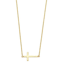 Load image into Gallery viewer, 14K Yellow Side Way Cross Necklace