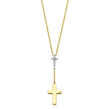 Load image into Gallery viewer, 14K Yellow CZ Cross Necklace