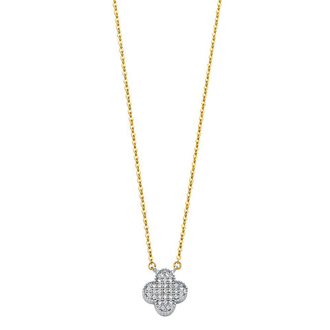14K Yellow CZ Flower Necklace