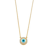 14K Yellow CZ Evil Eye Necklace