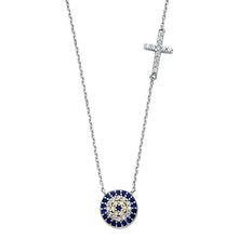 Load image into Gallery viewer, 14K White CZ Evil Eye Necklace
