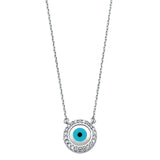 14K White CZ Evil Eye Necklace