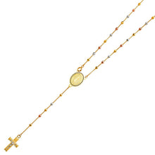 Load image into Gallery viewer, 14K Tricolor 2.5mm Ball Rosary Necklace