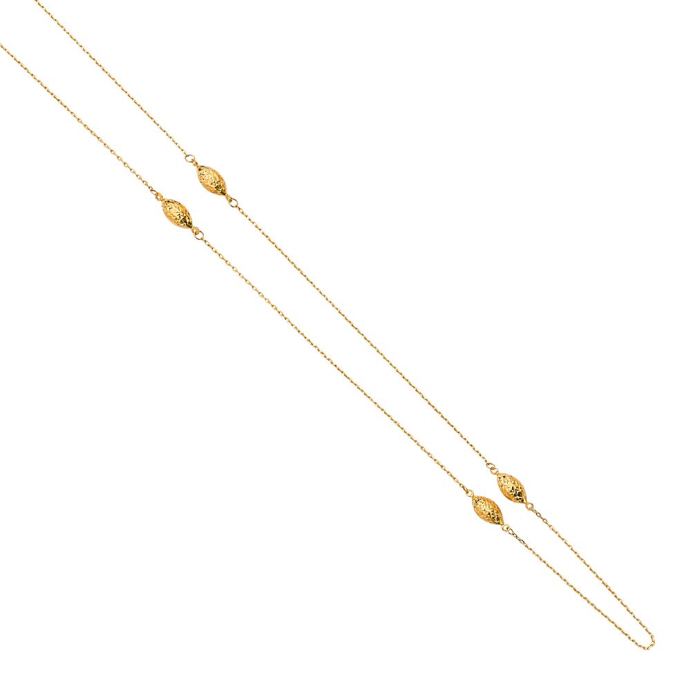14K Yellow Oval Diamond Cut Ball by the Yard Necklace