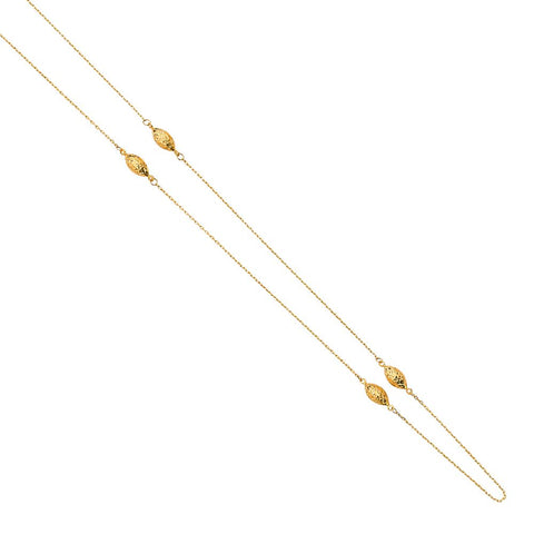 14K Yellow Oval Diamond Cut Ball by the Yard Necklace
