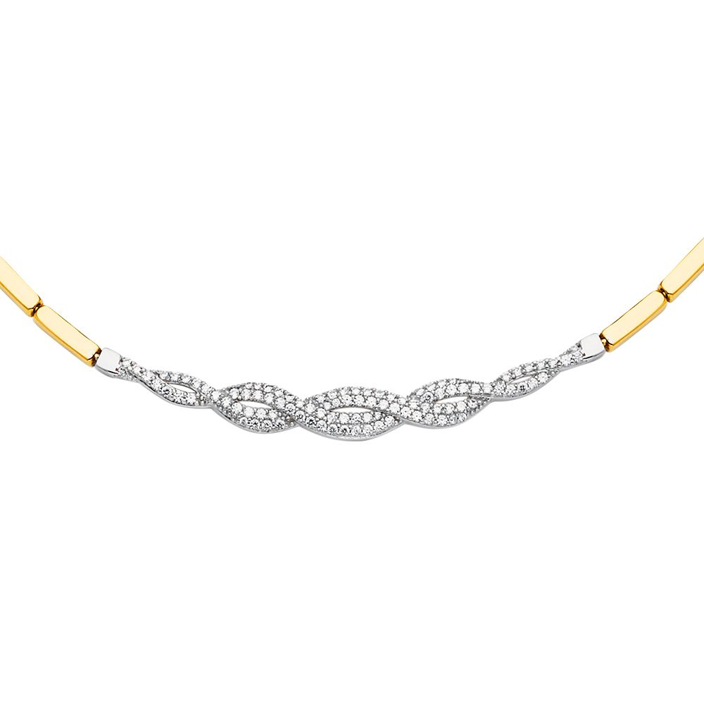 14K Yellow Fancy CZ Necklace Or Set