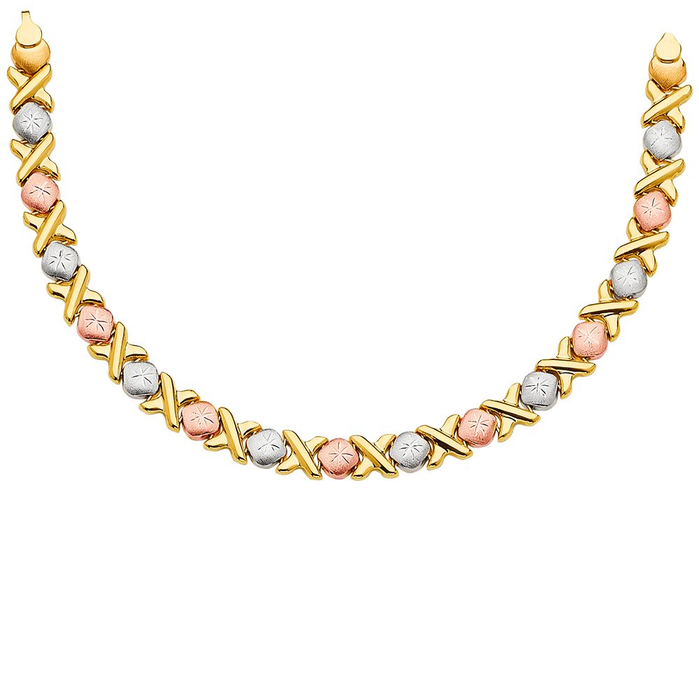 14K Tricolor Stampato Necklace