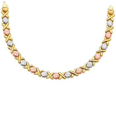 14K Tricolor Stampato Necklace