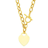 14K Yellow Hollow Links With Heart Necklace