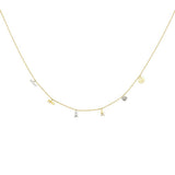 14K Two Tone Dangling Light Spring Ring Chain Necklace