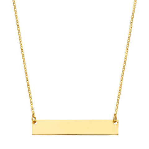 14K Yellow Plain ID Spring Type Clasp Chain Necklace