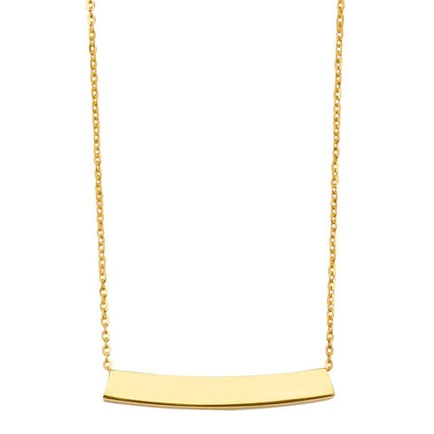 14K Yellow Moving ID Bar Light Chain Necklace