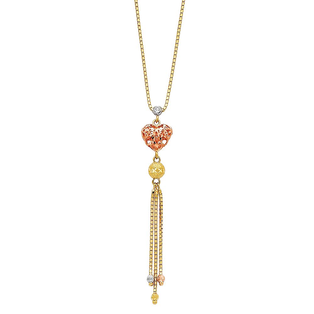 14K Yellow Gold 1.8mm Box Link Dangling Necklace