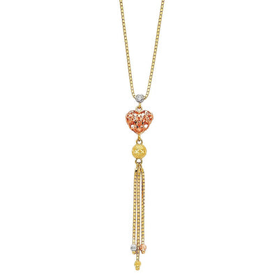 14K Yellow Gold 1.8mm Box Link Dangling Necklace