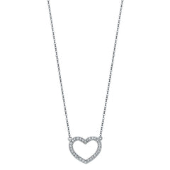 14K White Pave CZ Open Necklace