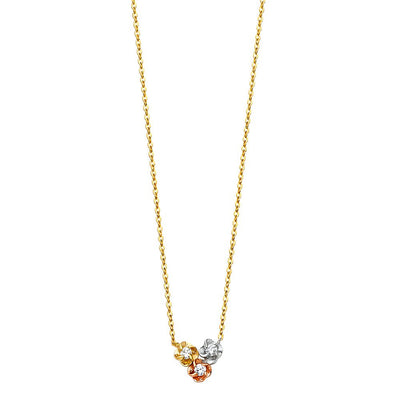 14K Tricolor CZ Triple Necklace