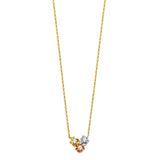 14K Tricolor CZ Triple Necklace