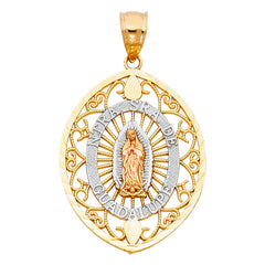 14K Tricolor OUR LADY OF GUADALUPE PENDANT