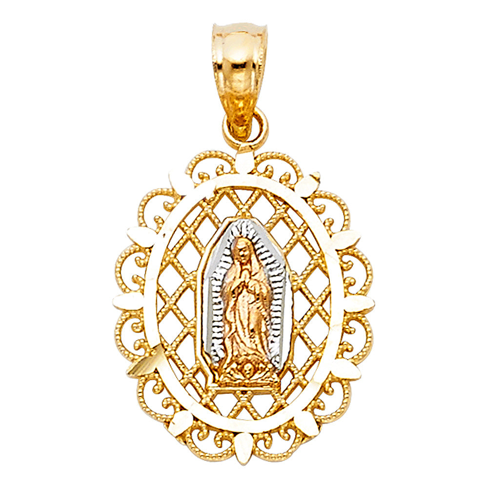 14K Tricolor OUR LADY OF GUADALUPE PENDANT
