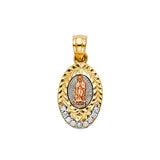 14K Tricolor CZ OUR LADY OF GUADALUPE PENDANT