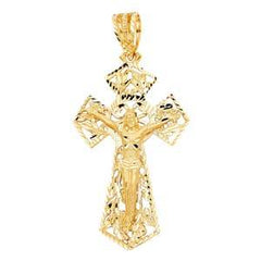 14K Yellow Gold  52mm Religious Crucifix Pendant