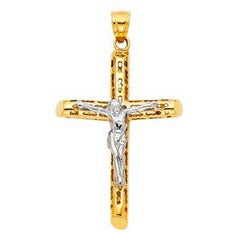14K Yellow Gold 28mm Religious Crucifix Pendant