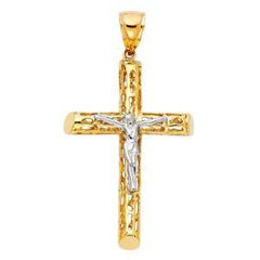14K Yellow Gold 32mm Religious Crucifix Pendant