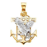 14k Yellow Gold 22mm Mariner Eagle Anchor Pendant