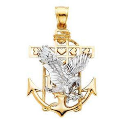 14k Yellow Gold 22mm Mariner Eagle Anchor Pendant