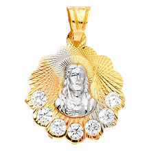 Load image into Gallery viewer, 14K Tri Color 14mm Religious Guadalupe CZ Pendant - silverdepot