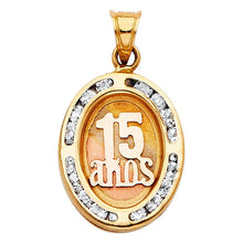 Load image into Gallery viewer, 14K Tri Color 14mm 15 Years CZ Pendant - silverdepot