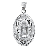 14K White Gold 17mm Religious Guadalupe Pendant