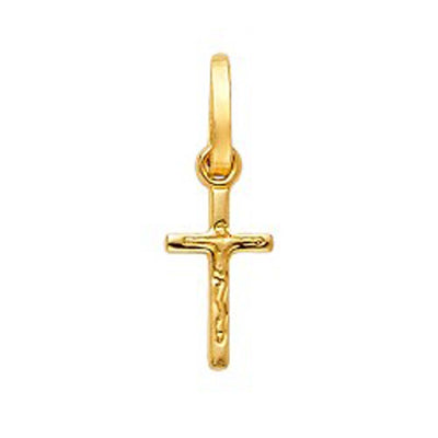 14K Yellow Gold 8mm Crucifix Cross Religious Pendant
