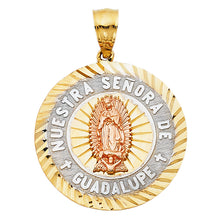 Load image into Gallery viewer, 14K Tri Color 26mm Religious Guadalupe Pendant