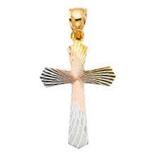 Load image into Gallery viewer, 14K Tri Color 21mm Religious Cross Stamp Pendant