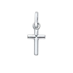 14K White Gold Cross Religious Pendant