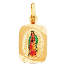 Load image into Gallery viewer, 14K Yellow Gold 13mm Guadalupe Enamel Picture Religious Pendant
