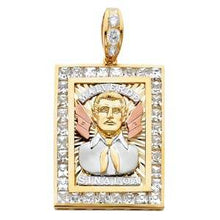 Load image into Gallery viewer, 14k Tri Color Gold 31mm CZ Malverde Sinaloa Assorted Pendant