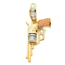 Load image into Gallery viewer, 14k Tri Color Gold 19mm Pistol Gun Assorted Pendant