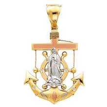 Load image into Gallery viewer, 14k Tri Color Gold 32mm Religious Guadalupe Assorted Pendant
