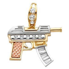 Load image into Gallery viewer, 14k Tri Color Gold 34mm CZ Rifle Gun Assorted Pendant