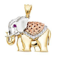 Load image into Gallery viewer, 14k Tri Color Gold 33mm CZ Elephant Assorted Pendant