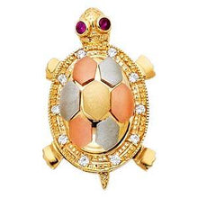 Load image into Gallery viewer, 14k Tri Color Gold 15mm CZ Turtle Assorted Pendant