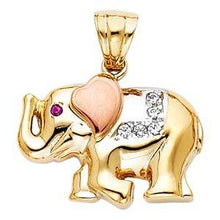 Load image into Gallery viewer, 14k Tri Color Gold 20mm CZ Elephant Assorted Pendant