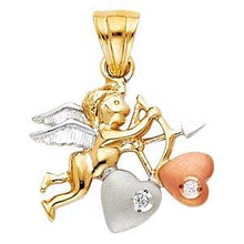 Load image into Gallery viewer, 14k Tri Color Gold 19mm CZ Cupid Assorted Pendant
