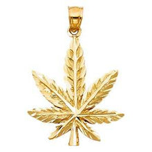 Load image into Gallery viewer, 14k Yellow Gold 24mm Marijuana Leaf Assorted Pendant