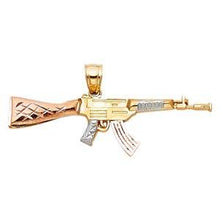 Load image into Gallery viewer, 14k Tri Color Gold 42mm Rifle Gun Assorted Pendant