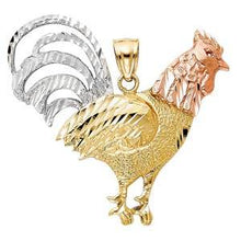 Load image into Gallery viewer, 14k Tri Color Gold 39mm Rooster Assorted Pendant