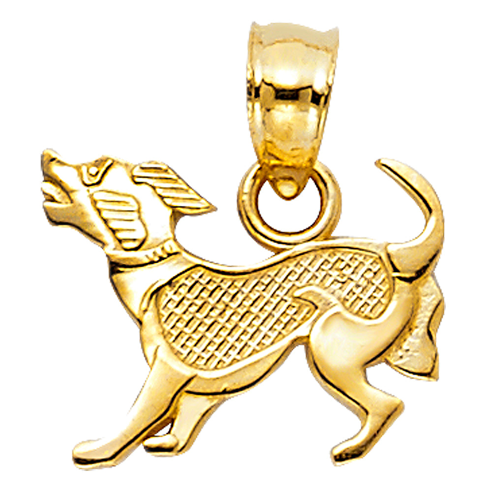 14K Yellow Gold 13mm Puppy Pendant